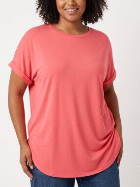 NWT Amazon Essentials Hot Pink Women's Relaxed-Fit Crewneck T-Shirt - Size Large
